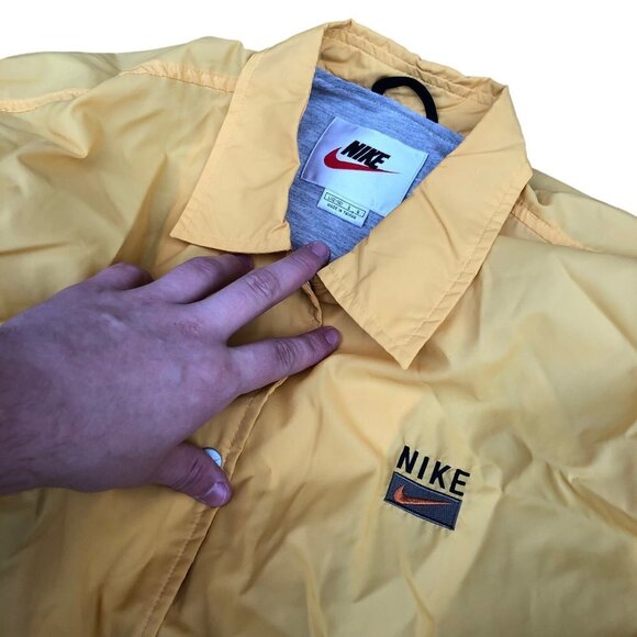 VINTAGE Nike Jacket White Tab Yellow Nylon Cotton Lined - Picture 12 of 13